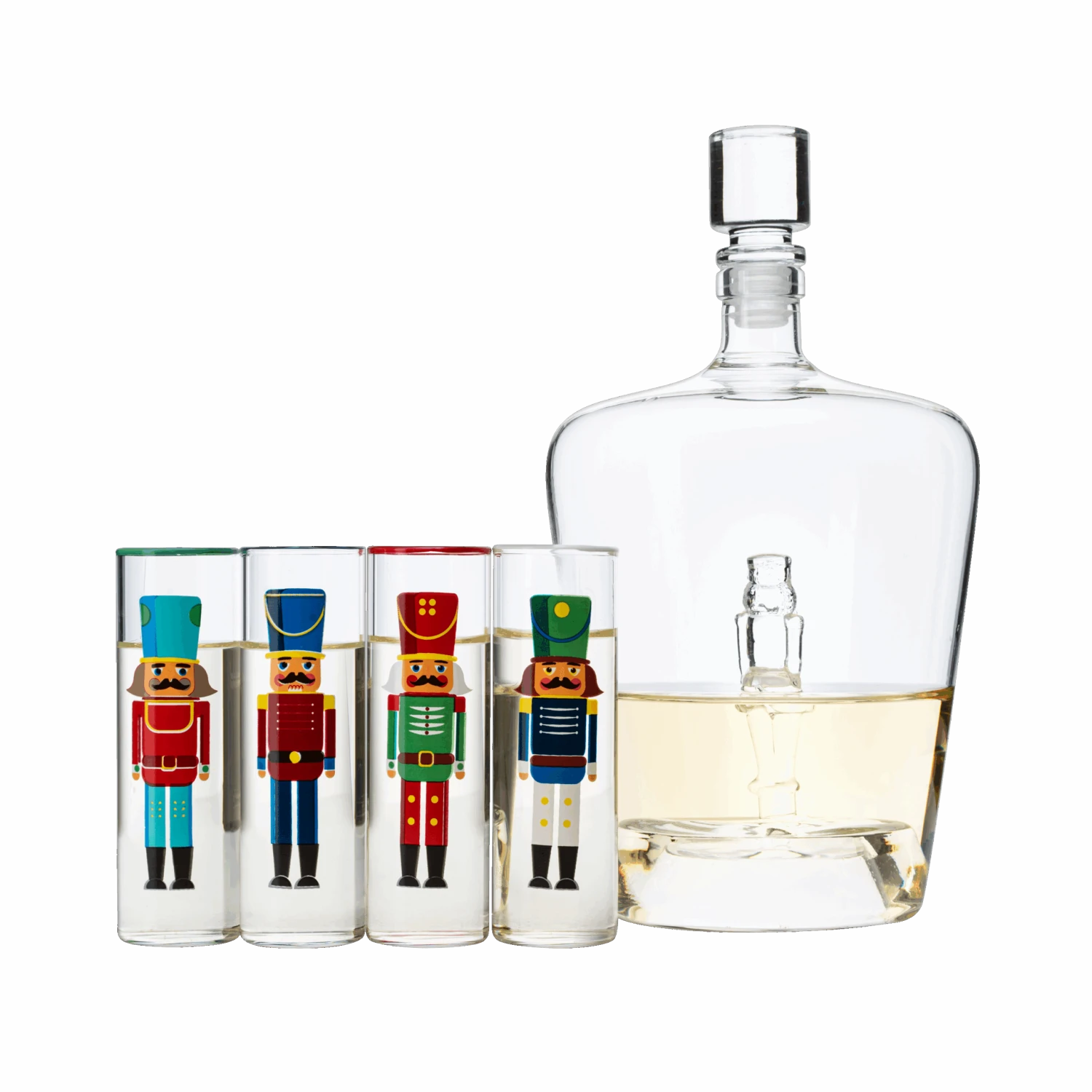 Nutcracker Decanter & Glasses, Set Of 5 - Glassware Nutcrackers Theme & Shot Glass, Wine & Spirits - 40oz Bottle & 2oz - Holiday Spirit & Cheer Decor, Festive Themed Winter, Xmas Decorations 1 Nutcracker Decanter & Glasses, Set Of 5 - Glassware Nutcrackers Theme & Shot Glass, Wine & Spirits - 40oz Bottle & 2oz - Holiday Spirit & Cheer Decor, Festive Themed Winter, Xmas Decorations