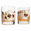 Playing Cards Drinking Glasses - Artisanal Hand Painted Players Casino Set Of 2 Water, Wine & Whiskey Glasses - The Wine Savant - Crystal Glassware - Gift Idea For Him, Birthday, Housewarming - 12oz