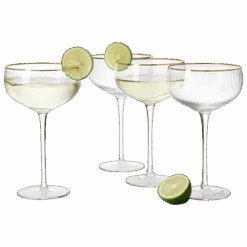 Coupe Cocktail Glasses 7 Oz, Set Of 4 Classic Manhattan Glasses For Cocktails, Libbey Champagne Coupe, Classic Coupe Glasses With Gold Rim, Crystal With Stems Wine Savant