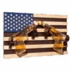 Pistol Whiskey Decanter Set Of 2 300ml On American Flag Wall Rack By The Wine Savant - Tik Tok Gun Decanter, Veteran Gifts, Military Gifts, Home Bar Gifts, Law Enforcement Gifts
