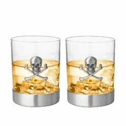 Skull & Skeleton Crossbones Pewter Whiskey & Wine Drinking Glasses - 11oz Set Of 2 - Water, Rum, Brandy & Scotch Glass, Elegant, Skeleton Crystal Cup, Gifts For Men & Women, Old Fashioned Glass -Refined Spirits Store DYQ03003 3