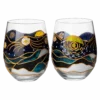 Vincent Van Gogh Wine Glasses Artisanal Hand Painted Stemless Set Of 2 - The Wine Savant - 2 Set Of Tumblers - Artistic Gift Idea For Her, Him, Birthday, Housewarming - Extra Large Goblets (18.5 OZ)
