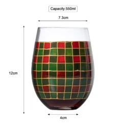 The Wine Savant Crystal New Years Artisanal Hand Painted Stemless Glasses Set Of 2 - Rennesance Romantic Stain-glassed Windows - Festive Holiday Perfect For Holidays Parties, Gifts For Him & Her -Refined Spirits Store DYQ03228 2