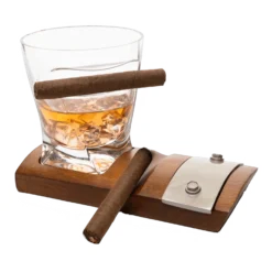 The Wine Savant Glass & Coaster & With A Unique Whiskey Glass Slot To Hold Item, Whiskey Glass Gift Set, Item Rest, Accessory Set Gift For Dad, Men Home Office Decor Gifts, Fathers Day - Chirstmas
