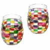 Renaissance Stained Wine Glasses Set Of 2 By The Wine Savant - Festive Colorful Coffee Cups, Stained Window, Multicolored, Home Bar Gift, Colored Drinkware, Rainbow Glassware (Stemless)