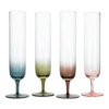 Multicolored Beautiful Champagne Flutes 10" Stemmed - 4 Set- Blue, Green, Brown, Pink - 10.5 OZ Elegant Glass Colored Glasses, Mimosa , Cocktail Bar Glassware Ideal For Home, Weddings - Gift