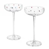Polka Dot Champagne Coupe Glasses Set Of 2 8.8 Oz By The Wine Savant - Polka Dot Rainbow Colored Glasses, Cocktail Glassware, Polka Dot Gifts Damien Hirst, Gift Idea For Everyday, Weddings, Parties