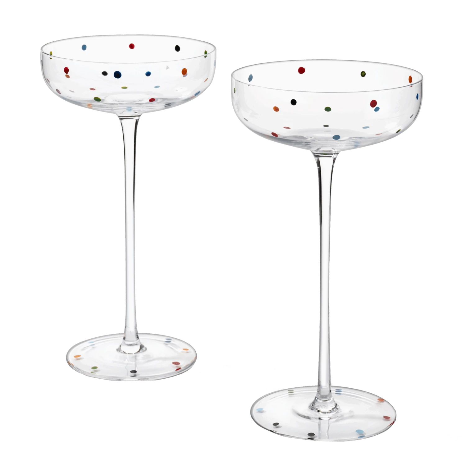 Polka Dot Champagne Coupe Glasses Set Of 2 8.8 Oz By The Wine Savant - Polka Dot Rainbow Colored Glasses, Cocktail Glassware, Polka Dot Gifts Damien Hirst, Gift Idea For Everyday, Weddings, Parties 1 Polka Dot Champagne Coupe Glasses Set Of 2 8.8 Oz By The Wine Savant - Polka Dot Rainbow Colored Glasses, Cocktail Glassware, Polka Dot Gifts Damien Hirst, Gift Idea For Everyday, Weddings, Parties