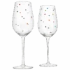 Polka Dot Stemmed Wine Glasses 16 Ounces Set Of 2 10" H By The Wine Savant - Polka Dot Wine Wedding Glasses, Ideal For Merlot, Pinot Noir For Everyday, Weddings, Anniversaries, Parties, Home Bar Gifts