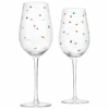 Polka Dot Stemmed Wine Glasses 16 Ounces Set Of 2 10" H By The Wine Savant - Polka Dot Wine Wedding Glasses, Ideal For Merlot, Pinot Noir For Everyday, Weddings, Anniversaries, Parties, Home Bar Gifts