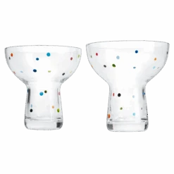 The Wine Savant Hand Blown Margarita Glass – Luxury Hand Blown Confetti Margarita, Martini & Champagne Glasses Cinco De Mayo, Hand Blown Glass – Large Party (Polka Dot Vintage Design)