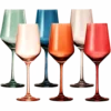 Colored Crystal Wine Glass Set Of 6, Gift For Him, Her, Wife, Friend - Large 12 Oz Glasses, Unique Italian Style Tall Drinkware - Red & White, Dinner, Color Beautiful Glassware - (Pastel)