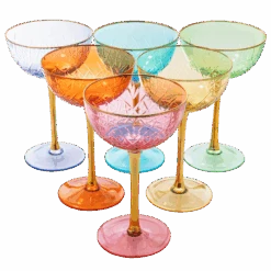 Vintage Art Deco Coupe For Champagne, Martini, Cocktails, Glasses | Set Of 6 | 7 Oz Classic Cocktail Glassware - Manhattan, Cosmopolitan, Sidecar, Crystal Speakeasy Style Saucer Goblets With Stems