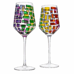 The Wine Savant Renaissance Stained Glass Windows, Artisanal Hand Painted Glassware Gift Idea Her, Him, Birthday, Mom, Housewarming, Gifts Ideas For Women & Men Art Deco (Stemmed Wine Glasses)