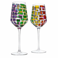 The Wine Savant Renaissance Stained Glass Windows, Artisanal Hand Painted Glassware Gift Idea Her, Him, Birthday, Mom, Housewarming, Gifts Ideas For Women & Men Art Deco (Stemmed Wine Glasses)