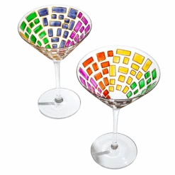 Renaissance Holiday Stained Glass Windows, Artisanal Hand Painted Glassware - The Wine Savant - Gift Idea Her, Him, Birthday, Mom, Housewarming, Gifts Ideas For Women & Men (Martini Glasses)