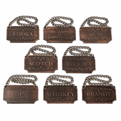 Decanter Tags Copper Set Of 8 For Alcohol - The Wine Savant - Bottle - Whiskey, Scotch, Bourbon, Gin, Rum, Vodka, Tequila And Brandy, Fits All Bottles, Great Home Gift, Gifts For Men & Women 3" L 2"H