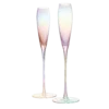 Parisian Performance Glassware French Paris Collection Crystal Pink Glasses, Red & White Wines - The Wine Savant - For Weddings Present Everyday Beautiful Gift Anniversary (Iridescent Champagne 2 Set)
