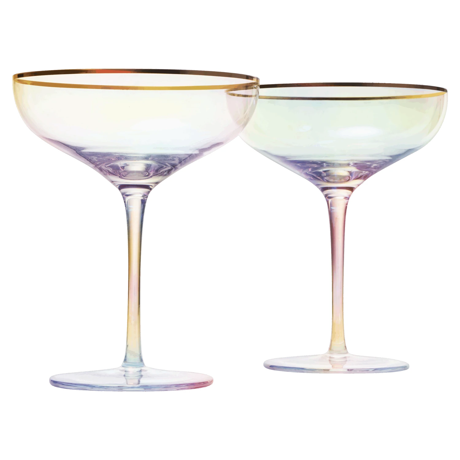 Iridescent Colored Gilded Rim Coupe Glass, 2-Set Large 9oz Rainbow Cocktail & Champagne, Luster Pearl Glasses Vibrant Color Gold Vintage Tumblers, No Stem Margarita, Glassware Gift - The Wine Savant 1 Iridescent Colored Gilded Rim Coupe Glass, 2-Set Large 9oz Rainbow Cocktail & Champagne, Luster Pearl Glasses Vibrant Color Gold Vintage Tumblers, No Stem Margarita, Glassware Gift - The Wine Savant