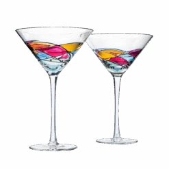The Wine Savant Artisanal Hand Painted Stemless - Rennesance Romantic Stain-glassed Windows Wine Glasses Set Of 2 - Gift Idea For Her, Him, Birthday, Housewarming - Extra Large Goblets (Martini)