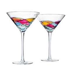 The Wine Savant Artisanal Hand Painted Stemless - Rennesance Romantic Stain-glassed Windows Wine Glasses Set Of 2 - Gift Idea For Her, Him, Birthday, Housewarming - Extra Large Goblets (Martini)