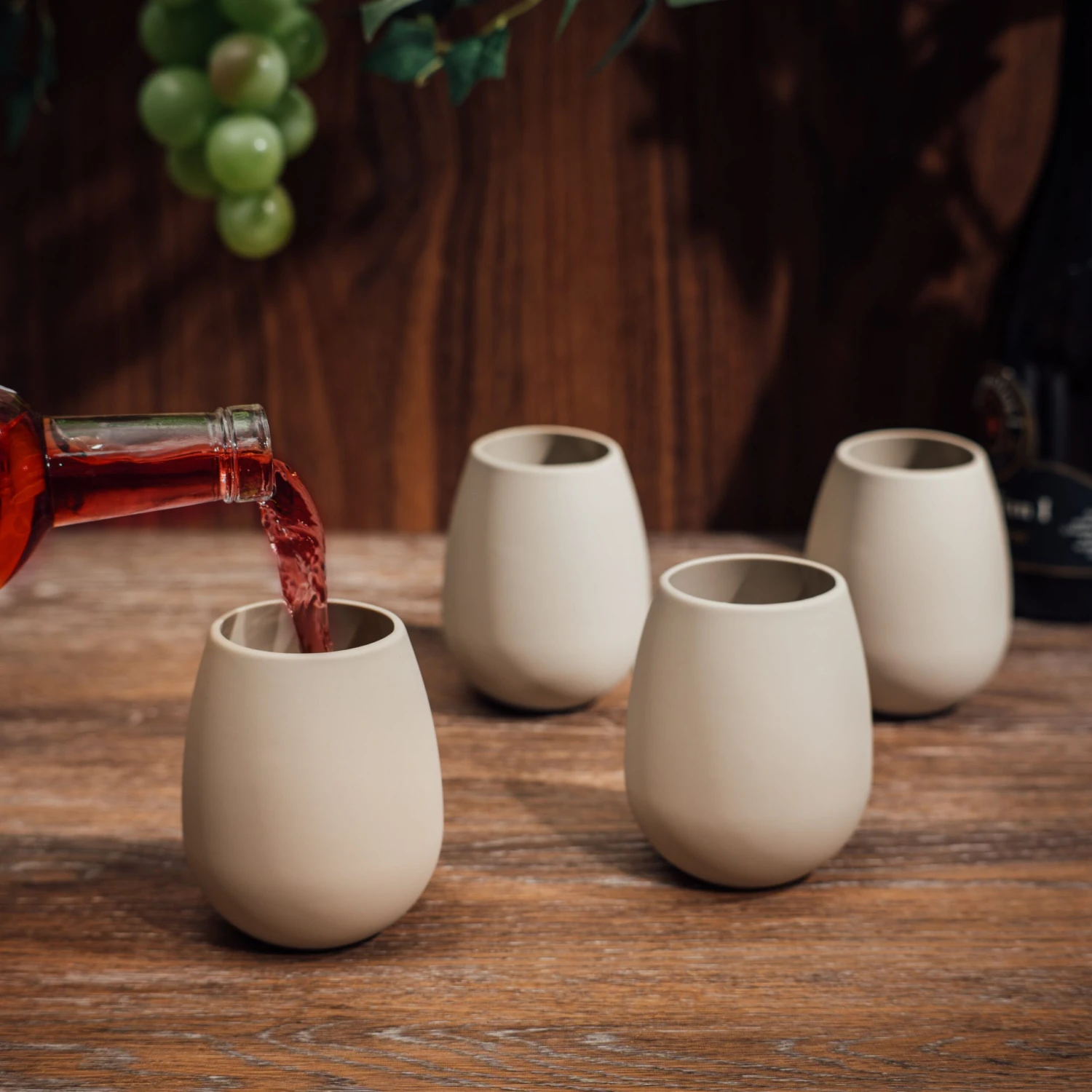 Unbreakable Silicone Stemless Wine Glassware | Set Of 4 | Reusable & Shatterproof Tumbler Drinkware For Wine, Water, Cocktails, Champagne Glass For Parties, Camping, Beaches, Boats - (Tan) 2 Unbreakable Silicone Stemless Wine Glassware | Set Of 4 | Reusable & Shatterproof Tumbler Drinkware For Wine, Water, Cocktails, Champagne Glass For Parties, Camping, Beaches, Boats - (Tan) - Image 2