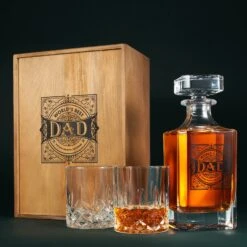 Gift For Dad Whiskey Decanter Gift Set | 730mL Decanter 2 Whiskey Glass | Father's Day, Birthday, Housewarming Gift For Your Loved One, Men, Dad, Him, Beautiful Wooden Gift Box 10 Gift For Dad Whiskey Decanter Gift Set | 730mL Decanter 2 Whiskey Glass | Father's Day, Birthday, Housewarming Gift For Your Loved One, Men, Dad, Him, Beautiful Wooden Gift Box -Refined Spirits Store DadDecanterSet4 2