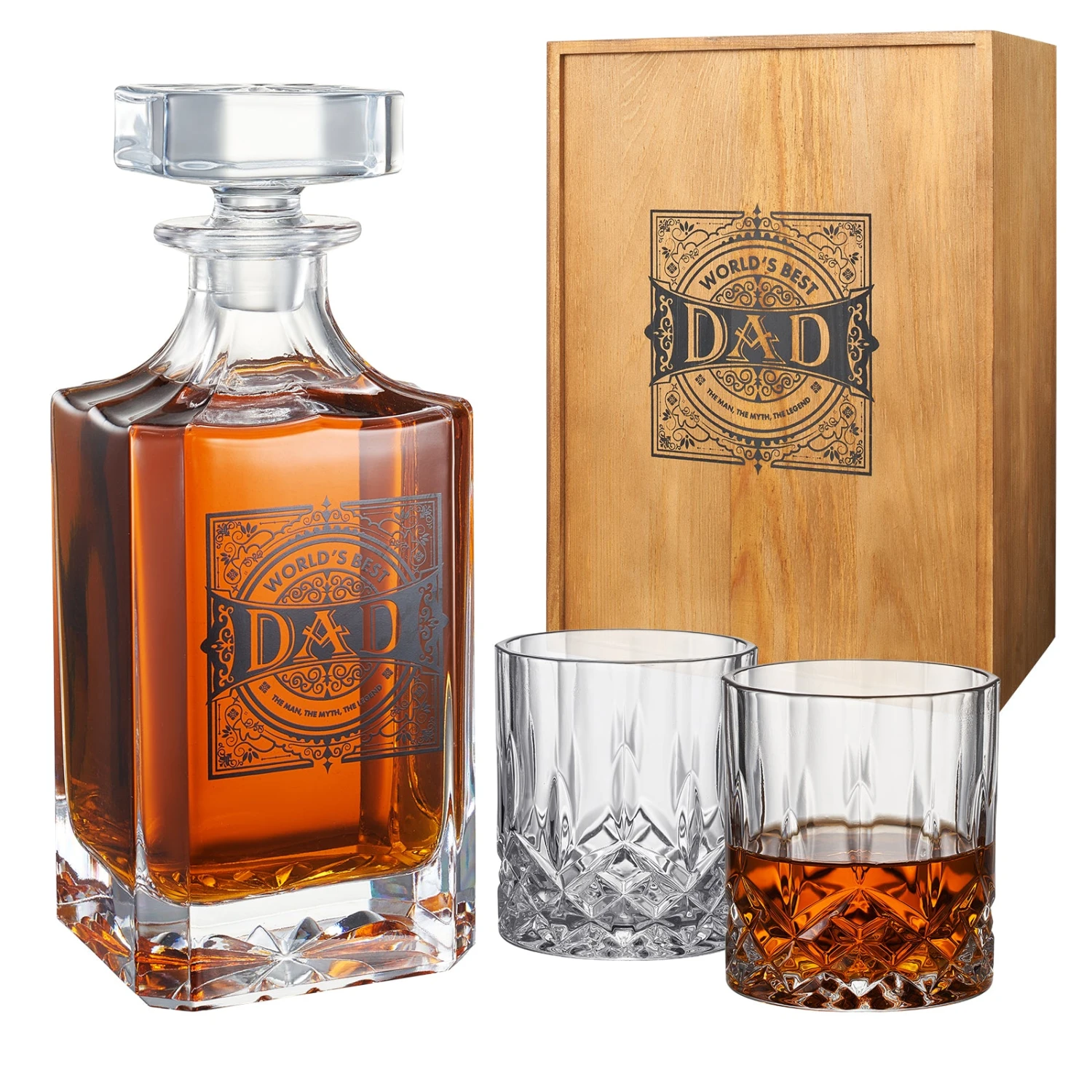 Gift For Dad Whiskey Decanter Gift Set | 730mL Decanter 2 Whiskey Glass | Father's Day, Birthday, Housewarming Gift For Your Loved One, Men, Dad, Him, Beautiful Wooden Gift Box 6 Gift For Dad Whiskey Decanter Gift Set | 730mL Decanter 2 Whiskey Glass | Father's Day, Birthday, Housewarming Gift For Your Loved One, Men, Dad, Him, Beautiful Wooden Gift Box - Image 6