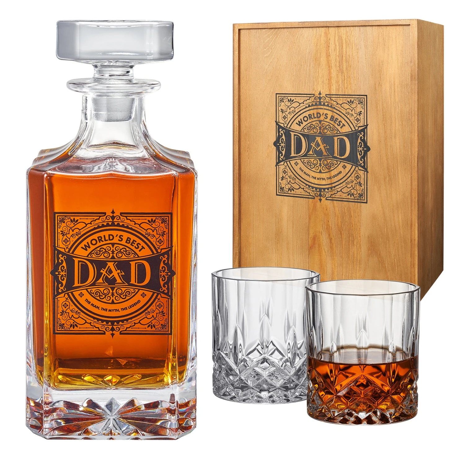 Gift For Dad Whiskey Decanter Gift Set | 730mL Decanter 2 Whiskey Glass | Father's Day, Birthday, Housewarming Gift For Your Loved One, Men, Dad, Him, Beautiful Wooden Gift Box 1 Gift For Dad Whiskey Decanter Gift Set | 730mL Decanter 2 Whiskey Glass | Father's Day, Birthday, Housewarming Gift For Your Loved One, Men, Dad, Him, Beautiful Wooden Gift Box