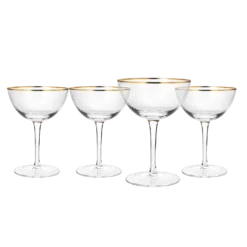 The Wine Savant Gold Rim Glasses 6 Oz, Set Of 4 Gold Rim Classic Manhattan Glasses For Martini, Cocktails, Champagne, Water & Wine - Classic Coupes Gilded Rimed, Crystal With Stems, Coupe -Refined Spirits Store FlowerWaveVintagePinkchampagnefluteSetof22 c49f957c 8838 4b60 8eb0 1e65264c85ae