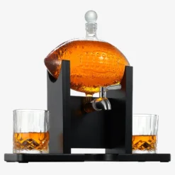 Football Decanter With 2 Whiskey & Wine Glasses & Chillers - For Office, Home Or Party - Gift For Husband, Father's Day, Men, Sports Lover - Liquor, Scotch & Bourbon 1400ml, NFL, Superbowl, Gifts Decorations -Refined Spirits Store FootballDecanterNEWwith2glasses2 2