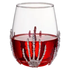 Stemless Skeleton Wine Glass | SINGLE | 17oz Halloween Skeleton Glasses 5" H, Goth Gifts, Skeleton Gifts, Skeleton Decor, Spooky Wine Gift Set, Perfect For Halloween Themed Parties