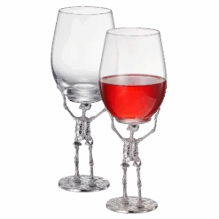 Stemmed Skeleton Wine Glass | Set Of 2 | 19oz Halloween Skeleton Glasses 10" H, Goth Gifts, Skeleton Gifts, Skeleton Decor, Spooky Wine Gift Set, Perfect For Halloween Themed Parties