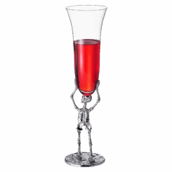 Skeleton Champagne Flute Glass | Single | 7.5oz Halloween Skeleton Glasses 10" H, Goth Gifts, Skeleton Gifts, Skeleton Decor, Spooky Wine Gift Set, Perfect For Halloween Themed Parties