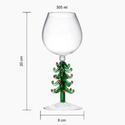 Crystal Green Christmas Tree Wine Glasses - Set Of 2, 10oz Goblets For Holiday Parties And New Year's -Refined Spirits Store GG0901 003 GreenchristmastreestemmedwineSINGLE3 1