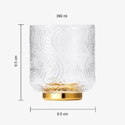 Gatsby Tumbler Drinking Glass | Set Of 2 | Vintage Cocktail Crystal Drinking Glasses Art Deco Gold Plated Tumblers For Water, Juice, Whiskey, Curved Arch Vintage Patterned Design 13oz Glassware -Refined Spirits Store Gatsbylowballpatternglass goldbottomsetof22 1