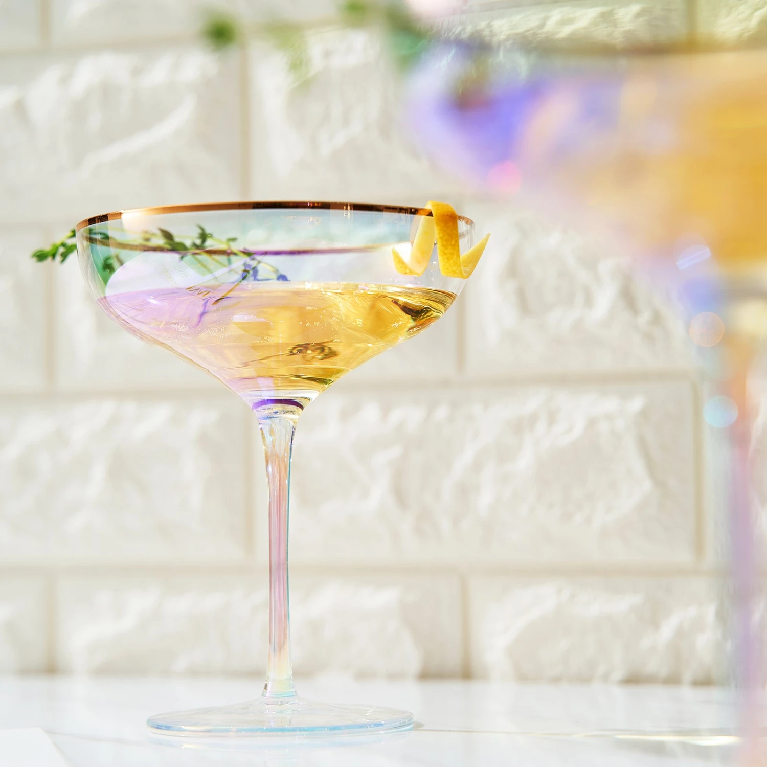 Iridescent Colored Gilded Rim Coupe Glass, 2-Set Large 9oz Rainbow Cocktail & Champagne, Luster Pearl Glasses Vibrant Color Gold Vintage Tumblers, No Stem Margarita, Glassware Gift - The Wine Savant 4 Iridescent Colored Gilded Rim Coupe Glass, 2-Set Large 9oz Rainbow Cocktail & Champagne, Luster Pearl Glasses Vibrant Color Gold Vintage Tumblers, No Stem Margarita, Glassware Gift - The Wine Savant - Image 4