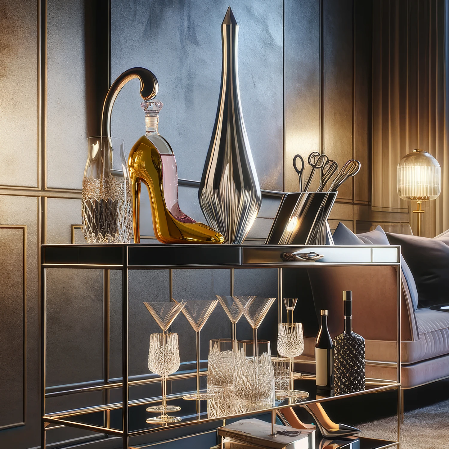 Gold Heel Stiletto High Heels Shape Decanter Whiskey And Wine Decanter With Stopper - High Heel Decanter For Wine Liquor Bourbon Tequila, Elegant Decanter Gifts For Women - Copyright Design 2 Gold Heel Stiletto High Heels Shape Decanter Whiskey And Wine Decanter With Stopper - High Heel Decanter For Wine Liquor Bourbon Tequila, Elegant Decanter Gifts For Women - Copyright Design - Image 2