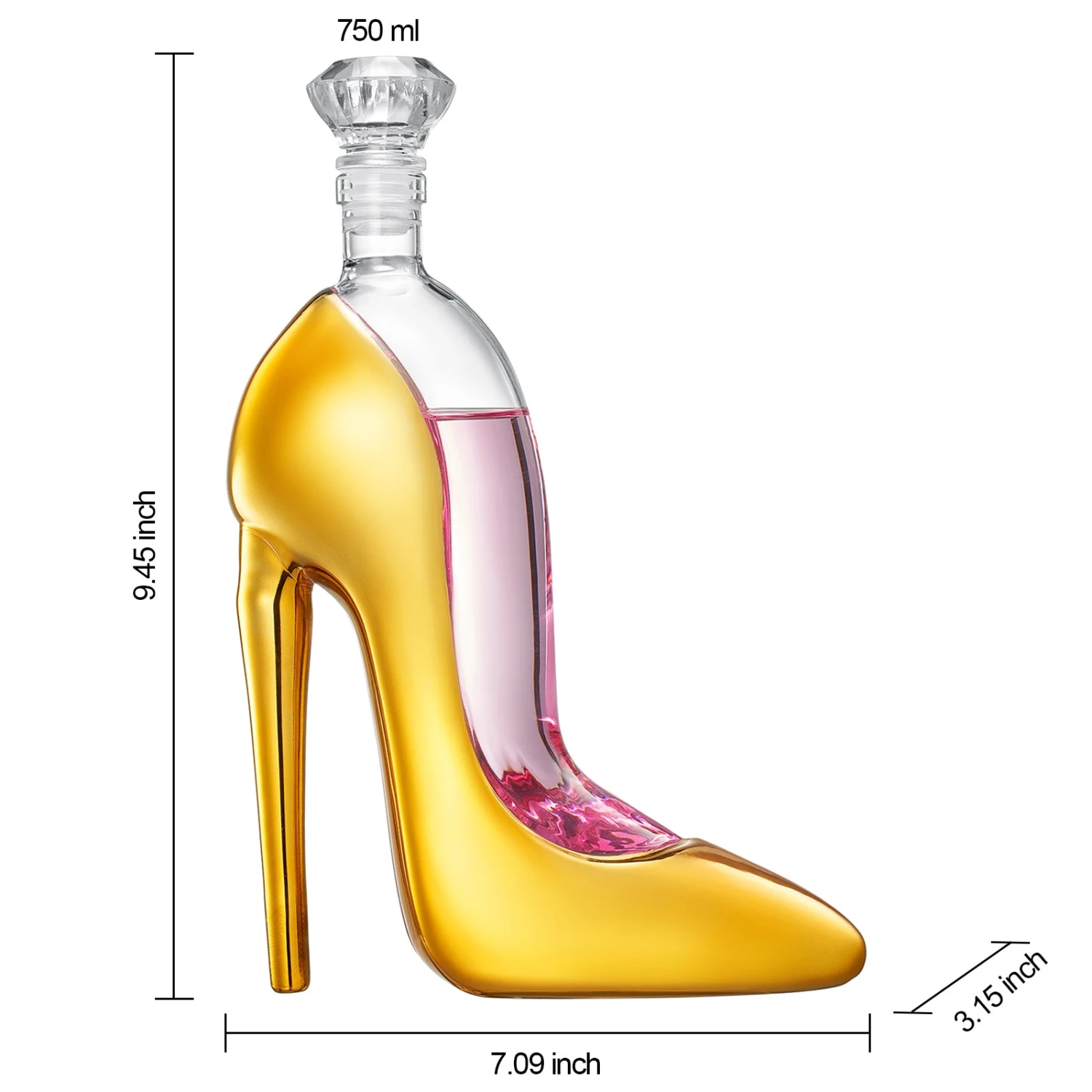 Gold Heel Stiletto High Heels Shape Decanter Whiskey And Wine Decanter With Stopper - High Heel Decanter For Wine Liquor Bourbon Tequila, Elegant Decanter Gifts For Women - Copyright Design 3 Gold Heel Stiletto High Heels Shape Decanter Whiskey And Wine Decanter With Stopper - High Heel Decanter For Wine Liquor Bourbon Tequila, Elegant Decanter Gifts For Women - Copyright Design - Image 3