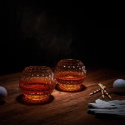 Golf Whiskey Glasses | 15 OZ Golf Ball Shaped Old Fashioned Liquor, Cocktail Glass, Crystal Unique & Fun Drinking Glassware Accessories, Gift For Him, Husband, Father, Boyfriend, Her -Refined Spirits Store GolfBallroundGlassessetof25 2