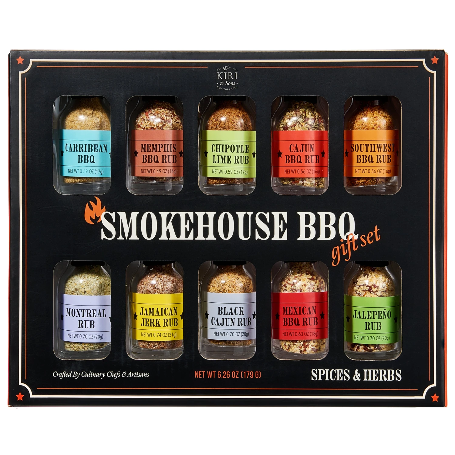 Smokehouse BBQ Gourmet Grilling Spice Set | 10-Set | Glass Bottle Seasonings, Grill Seasoning Flavors Include Caribbean, Jamaican Memphis, Jalapeno Rub, Montreal, Cajun Chili Garlic & More 1 Smokehouse BBQ Gourmet Grilling Spice Set | 10-Set | Glass Bottle Seasonings, Grill Seasoning Flavors Include Caribbean, Jamaican Memphis, Jalapeno Rub, Montreal, Cajun Chili Garlic & More