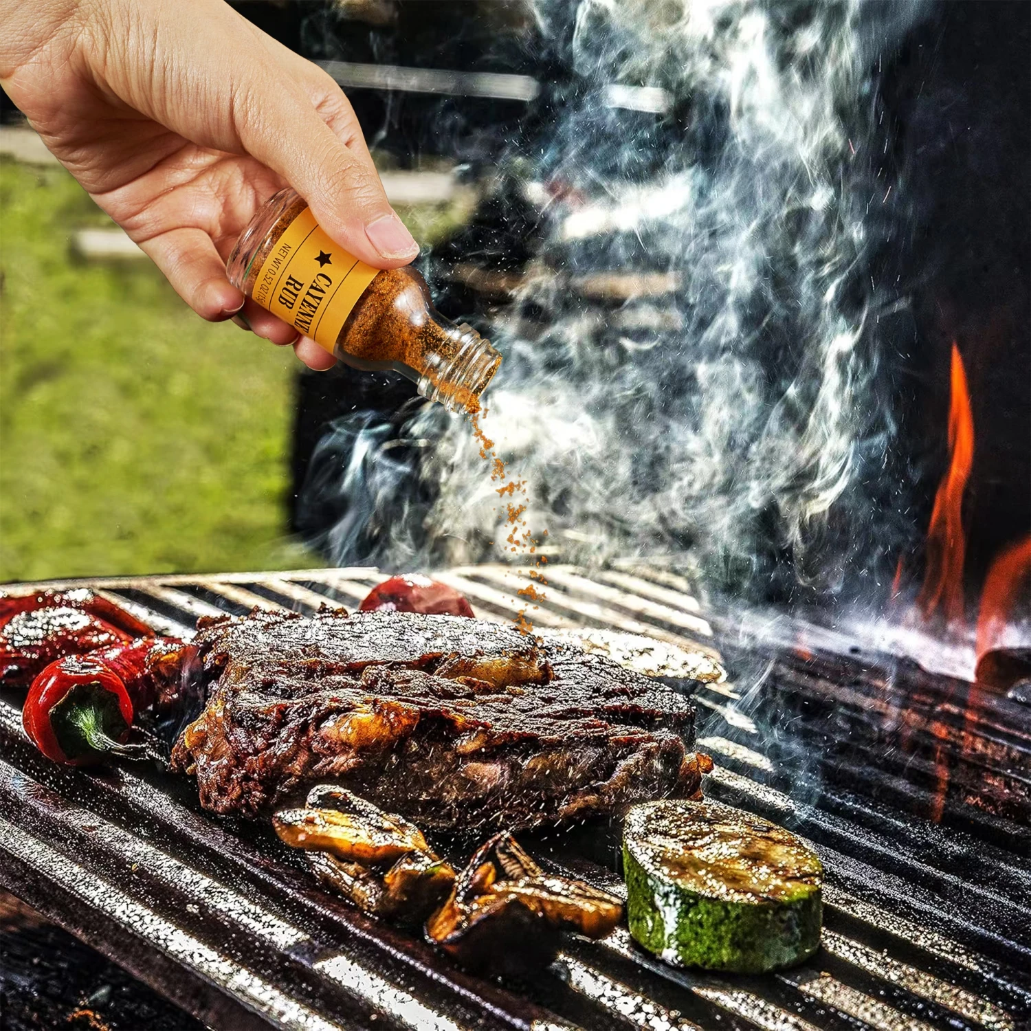 Smokehouse BBQ Gourmet Grilling Spice Set | 10-Set | Glass Bottle Seasonings, Grill Seasoning Flavors Include Caribbean, Jamaican Memphis, Jalapeno Rub, Montreal, Cajun Chili Garlic & More 3 Smokehouse BBQ Gourmet Grilling Spice Set | 10-Set | Glass Bottle Seasonings, Grill Seasoning Flavors Include Caribbean, Jamaican Memphis, Jalapeno Rub, Montreal, Cajun Chili Garlic & More - Image 3