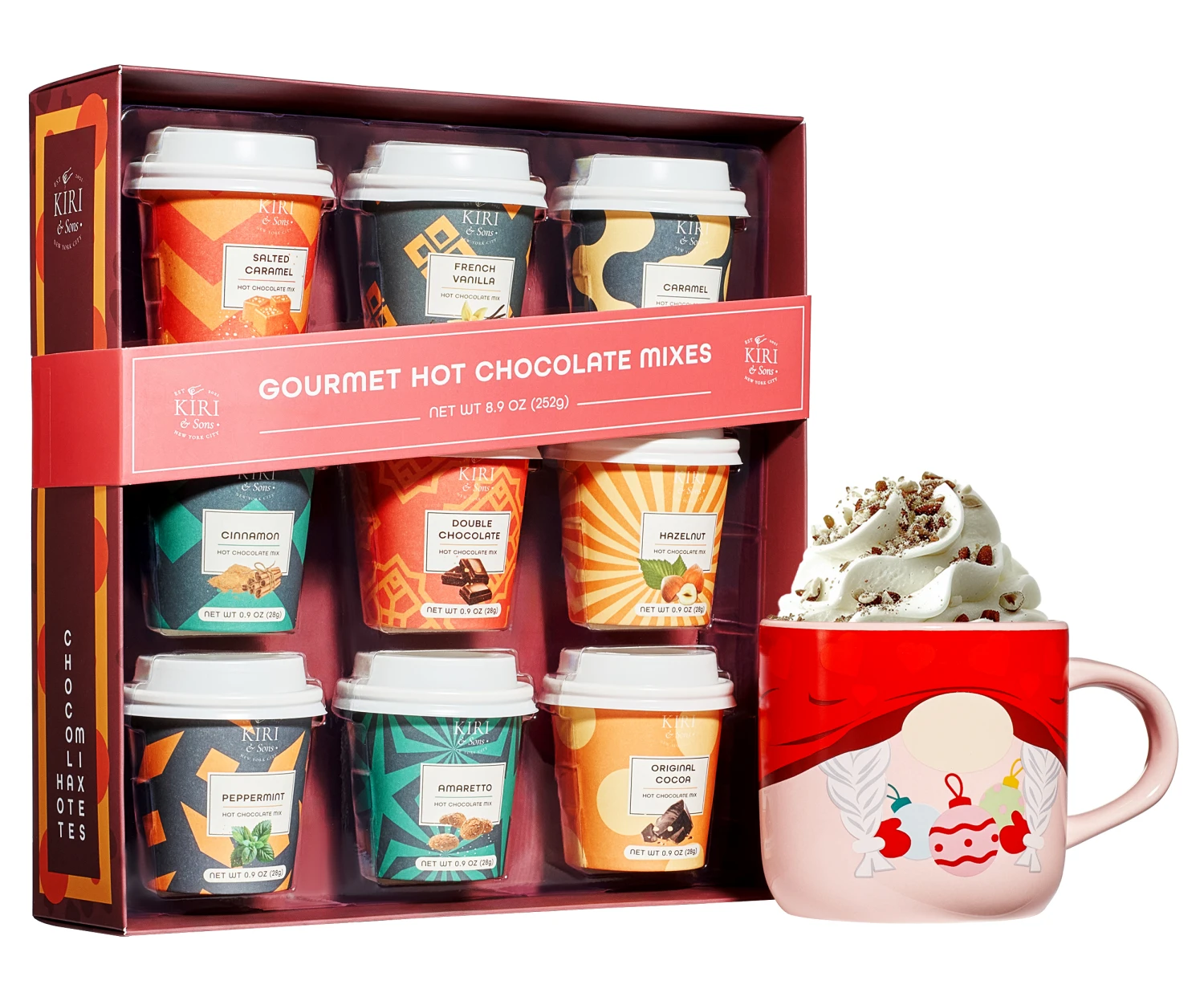 Gourmet Hot Cocoa Gift Set Cup Hot Chocolates - Set Of 9 Flavors - Salted Caramel, French Vanilla, Caramel, Gingerbread, Mint, Amaretto & More - Holiday Christmas Gifts For Her, Him, Kids 1 Gourmet Hot Cocoa Gift Set Cup Hot Chocolates - Set Of 9 Flavors - Salted Caramel, French Vanilla, Caramel, Gingerbread, Mint, Amaretto & More - Holiday Christmas Gifts For Her, Him, Kids