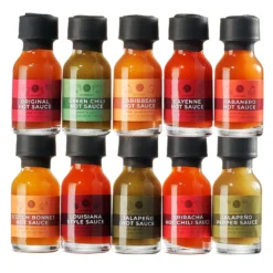 Gourmet Hot Sauce Sampler Gift Set Of 10, Flavors Include Habanero, Scotch Bonnet, Jalapeno, Sriracha, Louisiana Style, Cayenne, Red & Green Chili And More, Variety Pack Gifts -Refined Spirits Store Hotsaucegiftsetof104 2