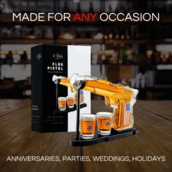 Gifts For Men Dad, Father Whiskey Decanter Set - 8 Oz With Two 2 Oz Glasses, American Flag Pistol Gun Anniversary Birthday, Home Bar Gifts, Drinking Military Present Dispenser, Him Husband Bar Gift -Refined Spirits Store Infographics3