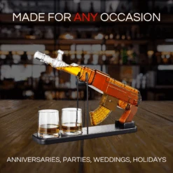 Gifts For Men Dad, Guns Whiskey Decanter Set For Men - Gun Decanter, Detachable Magazine & 2 Bullet Shot Glasses, Liquor Dispenser For Bar, Cool Anniversary Birthday Military Present Ideas -Refined Spirits Store Infographics3 2