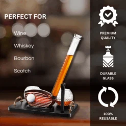 Golf Club Whiskey Decanter And 2 Liquor Glasses - 29 OZ Decanter & 15 OZ Glass Set - Golf Stick Gifts For Men, Unique Liquor Decanter Set - Bourbon, Scotch Decanter For Alcohol, Golfer Gifts For Dad -Refined Spirits Store Infographics 3