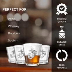 Marine USMC Whiskey & Wine Glasses Set Of 4, Anchor And Globe Whiskey Glasses 10oz Marines Gift -Refined Spirits Store Infographics 89d23b2c a187 4e18 8f13 3c9083fe188e