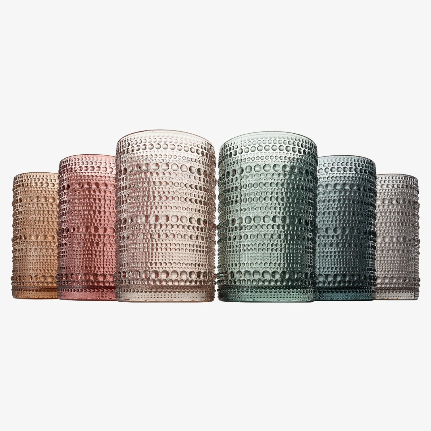 Beaded Highball Drinking Glasses | Set Of 6 | Muted Color, Vintage Hobnail 14 OZ Muted Bubble Design Whiskey Glassware, Old-Fashioned, Embossed Design Glass For Water, Wine, Cocktail HAND WASH ONLY 4 Beaded Highball Drinking Glasses | Set Of 6 | Muted Color, Vintage Hobnail 14 OZ Muted Bubble Design Whiskey Glassware, Old-Fashioned, Embossed Design Glass For Water, Wine, Cocktail HAND WASH ONLY - Image 4