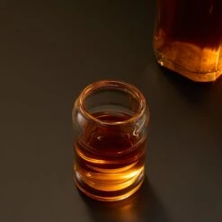 Whiskey Decanter Set 7.7 Oz With Two 1.6 Oz Shot Glasses | Pistol Gun Unique Birthday Gift Ideas For Son, Gifts For Men Dad, Home Bar Gifts, Drinking Accessories Funny Military Present Cool Dispenser -Refined Spirits Store LongDecanterwithShotGlasses1 2